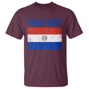 Vintage Paraguay Flag Distressed Paraguayan Pride Patriotic Soccer Fan Graphic T Shirt TS10 Maroon Print Your Wear