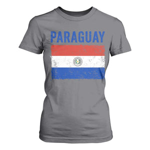 Vintage Paraguay Flag Distressed Paraguayan Pride Patriotic Soccer Fan Graphic T Shirt For Women TS10 Charcoal Print Your Wear