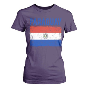 Vintage Paraguay Flag Distressed Paraguayan Pride Patriotic Soccer Fan Graphic T Shirt For Women TS10 Purple Print Your Wear