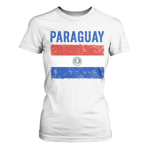 Vintage Paraguay Flag Distressed Paraguayan Pride Patriotic Soccer Fan Graphic T Shirt For Women TS10 White Print Your Wear