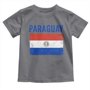 Vintage Paraguay Flag Distressed Paraguayan Pride Patriotic Soccer Fan Graphic Toddler T Shirt TS10 Charcoal Print Your Wear