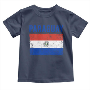 Vintage Paraguay Flag Distressed Paraguayan Pride Patriotic Soccer Fan Graphic Toddler T Shirt TS10 Navy Print Your Wear