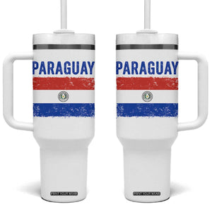 Vintage Paraguay Flag Distressed Paraguayan Pride Patriotic Soccer Fan Graphic Tumbler With Handle TS10 One Size: 40 oz White Print Your Wear