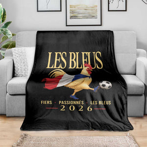 Les Bleus 2026 France Soccer Throw Blanket Rooster Wearing French Flag Patriotic Football Fan Graphic TS10 Print Your Wear