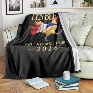 Les Bleus 2026 France Soccer Throw Blanket Rooster Wearing French Flag Patriotic Football Fan Graphic TS10 Print Your Wear