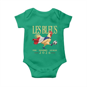 Les Bleus 2026 France Soccer Baby Onesie Rooster Wearing French Flag Patriotic Football Fan Graphic TS10 Irish Green Print Your Wear