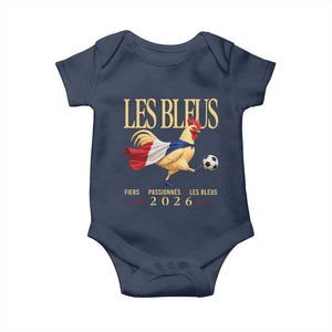 Les Bleus 2026 France Soccer Baby Onesie Rooster Wearing French Flag Patriotic Football Fan Graphic TS10 Navy Print Your Wear