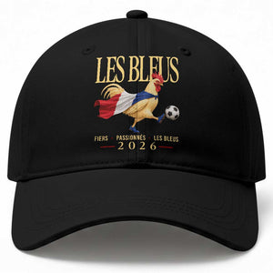 Les Bleus 2026 France Soccer Baseball Cap Rooster Wearing French Flag Patriotic Football Fan Graphic TS10 Print Your Wear