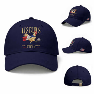 Les Bleus 2026 France Soccer Baseball Cap Rooster Wearing French Flag Patriotic Football Fan Graphic TS10 Baseball Cap Universal Fit Dark Blue Print Your Wear