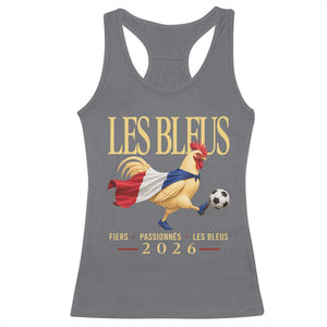 Les Bleus 2026 France Soccer Racerback Tank Top Rooster Wearing French Flag Patriotic Football Fan Graphic TS10 Charcoal Print Your Wear