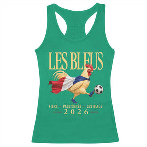 Les Bleus 2026 France Soccer Racerback Tank Top Rooster Wearing French Flag Patriotic Football Fan Graphic TS10 Irish Green Print Your Wear