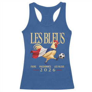 Les Bleus 2026 France Soccer Racerback Tank Top Rooster Wearing French Flag Patriotic Football Fan Graphic TS10 Royal Blue Print Your Wear