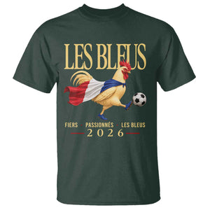 Les Bleus 2026 France Soccer T Shirt Rooster Wearing French Flag Patriotic Football Fan Graphic TS10 Dark Forest Green Print Your Wear