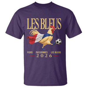 Les Bleus 2026 France Soccer T Shirt Rooster Wearing French Flag Patriotic Football Fan Graphic TS10 Purple Print Your Wear