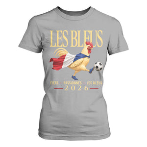 Les Bleus 2026 France Soccer T Shirt For Women Rooster Wearing French Flag Patriotic Football Fan Graphic TS10 Sport Gray Print Your Wear