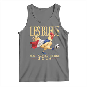Les Bleus 2026 France Soccer Tank Top Rooster Wearing French Flag Patriotic Football Fan Graphic TS10 Black Heather Print Your Wear