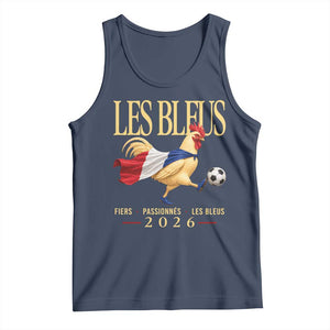 Les Bleus 2026 France Soccer Tank Top Rooster Wearing French Flag Patriotic Football Fan Graphic TS10 Navy Print Your Wear