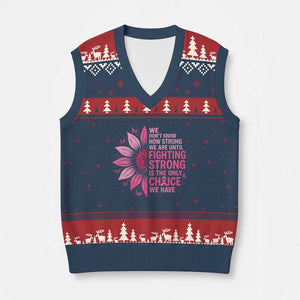 Breast Cancer V-Neck Knit Sweater Vest Pink Ribbon Being Strong Quote Support Gift TS10 Navy Red Print Your Wear