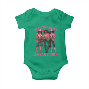 In October We Wear Pink Baby Onesie Breast Cancer Awareness Month Cowgirl Pink Ribbon TS10 Irish Green Print Your Wear