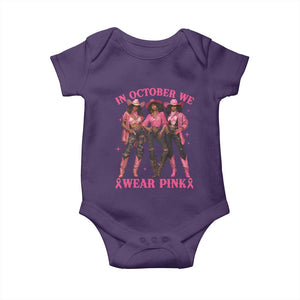 In October We Wear Pink Baby Onesie Breast Cancer Awareness Month Cowgirl Pink Ribbon TS10 Purple Print Your Wear