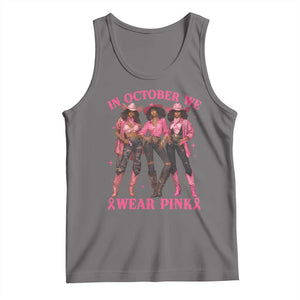 In October We Wear Pink Tank Top Breast Cancer Awareness Month Cowgirl Pink Ribbon TS10 Deep Heather Print Your Wear