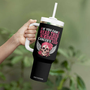 Funny Breast Cancer Survivor Tumbler With Handle Im Kicking Cancers Ass Pink Ribbon Skull TS10 Print Your Wear