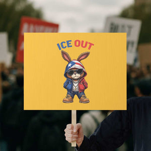 Cool Bunny Ice Out Protest Sign Puerto Rican Flag Hoodie Outfit Vibes Boricua TS10 Horizontal 18" × 24" Yellow Print Your Wear