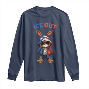 Cool Bunny Ice Out Long Sleeve Shirt Puerto Rican Flag Hoodie Outfit Vibes Boricua TS10 Navy Print Your Wear