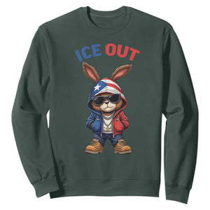 Cool Bunny Ice Out Sweatshirt Puerto Rican Flag Hoodie Outfit Vibes Boricua TS10 Dark Forest Green Print Your Wear