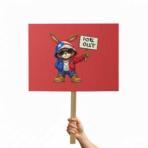 Bunny Ice Out Protest Sign Protest Equality Puerto Rican Flag Hoodie TS10 Horizontal 18" × 24" Red Print Your Wear