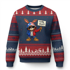 Bunny Ice Out Ugly Christmas Sweater Protest Equality Puerto Rican Flag Hoodie TS10 Navy Red Print Your Wear
