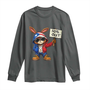Bunny Ice Out Long Sleeve Shirt Protest Equality Puerto Rican Flag Hoodie TS10 Dark Heather Print Your Wear