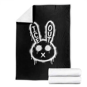 Cool Bunny Ice Out Throw Blanket Graffiti Style Rabbit FDT Anti Immigration Enforcement TS10 Black Print Your Wear