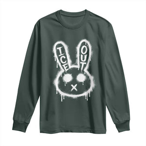 Cool Bunny Ice Out Long Sleeve Shirt Graffiti Style Rabbit FDT Anti Immigration Enforcement TS10 Dark Forest Green Print Your Wear