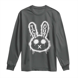 Cool Bunny Ice Out Long Sleeve Shirt Graffiti Style Rabbit FDT Anti Immigration Enforcement TS10 Dark Heather Print Your Wear