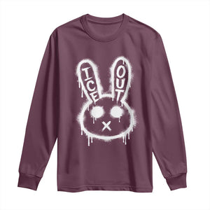 Cool Bunny Ice Out Long Sleeve Shirt Graffiti Style Rabbit FDT Anti Immigration Enforcement TS10 Maroon Print Your Wear