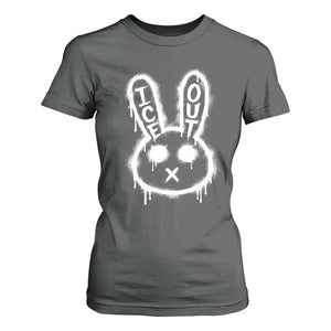 Cool Bunny Ice Out T Shirt For Women Graffiti Style Rabbit FDT Anti Immigration Enforcement TS10 Dark Heather Print Your Wear