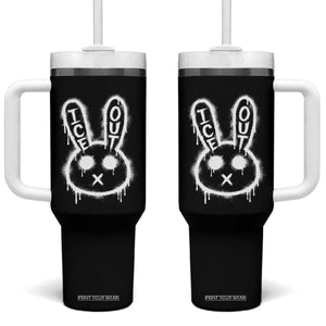 Cool Bunny Ice Out Tumbler With Handle Graffiti Style Rabbit FDT Anti Immigration Enforcement TS10 One Size: 40 oz Black Print Your Wear