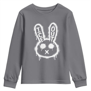 Cool Bunny Ice Out Youth Sweatshirt Graffiti Style Rabbit FDT Anti Immigration Enforcement TS10 Charcoal Print Your Wear