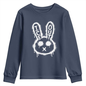 Cool Bunny Ice Out Youth Sweatshirt Graffiti Style Rabbit FDT Anti Immigration Enforcement TS10 Navy Print Your Wear