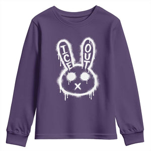 Cool Bunny Ice Out Youth Sweatshirt Graffiti Style Rabbit FDT Anti Immigration Enforcement TS10 Purple Print Your Wear