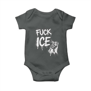 Fck Ice Baby Onesie Vintage Graffiti No Human is Illegal TS10 Dark Heather Print Your Wear