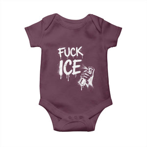 Fck Ice Baby Onesie Vintage Graffiti No Human is Illegal TS10 Maroon Print Your Wear