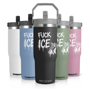 Fck Ice Flip Straw Tumbler Vintage Graffiti No Human is Illegal TS10 Print Your Wear