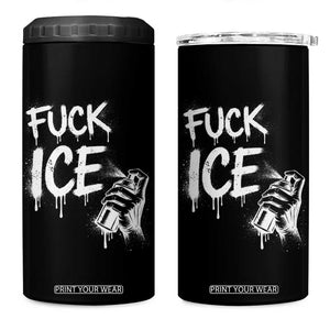 Fck Ice 4 in 1 Can Cooler Tumbler Vintage Graffiti No Human is Illegal TS10 One Size: 16 oz Black Print Your Wear