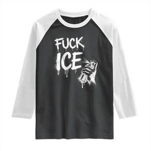 Fck Ice Raglan Shirt Vintage Graffiti No Human is Illegal TS10 Black White Print Your Wear