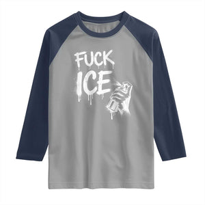 Fck Ice Raglan Shirt Vintage Graffiti No Human is Illegal TS10 Sport Gray Navy Print Your Wear