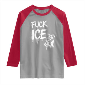 Fck Ice Raglan Shirt Vintage Graffiti No Human is Illegal TS10 Sport Gray Red Print Your Wear