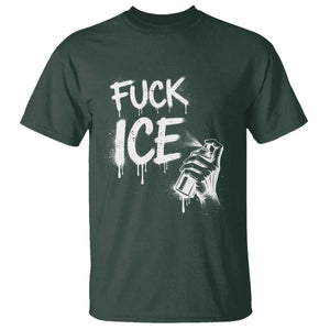 Fck Ice T Shirt Vintage Graffiti No Human is Illegal TS10 Dark Forest Green Print Your Wear