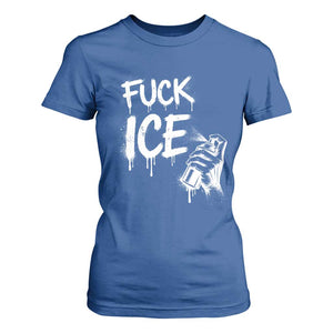 Fck Ice T Shirt For Women Vintage Graffiti No Human is Illegal TS10 Royal Blue Print Your Wear